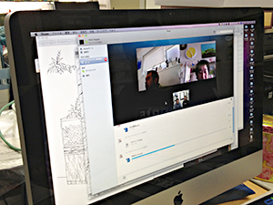 みんなで作る水草展：スカイプ会議中