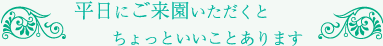 平日にご来園いただくと ちょっといいことあります