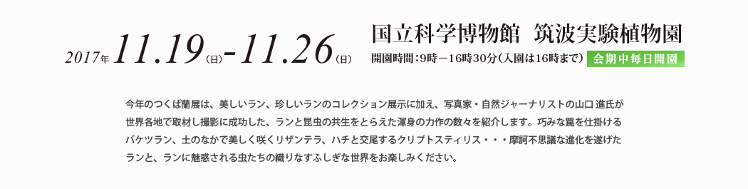 会期　2017年11月19日～11月26日　筑波実験植物園
