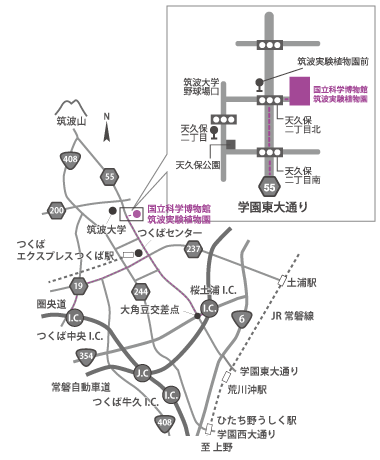 筑波実験植物園 アクセスマップ