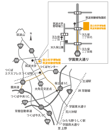 筑波実験植物園 アクセスマップ